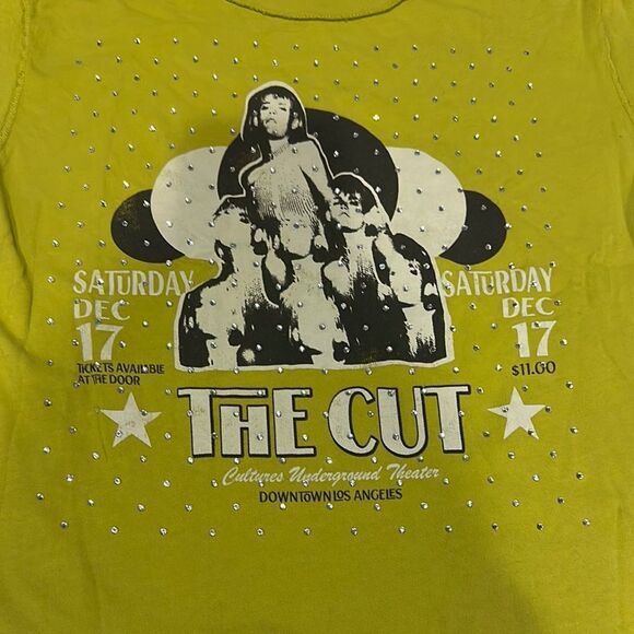 Daydreamer The Cut Rhinestones Reverse GF Tee in Sour Apple Green - Size XS - Picture 3 of 5